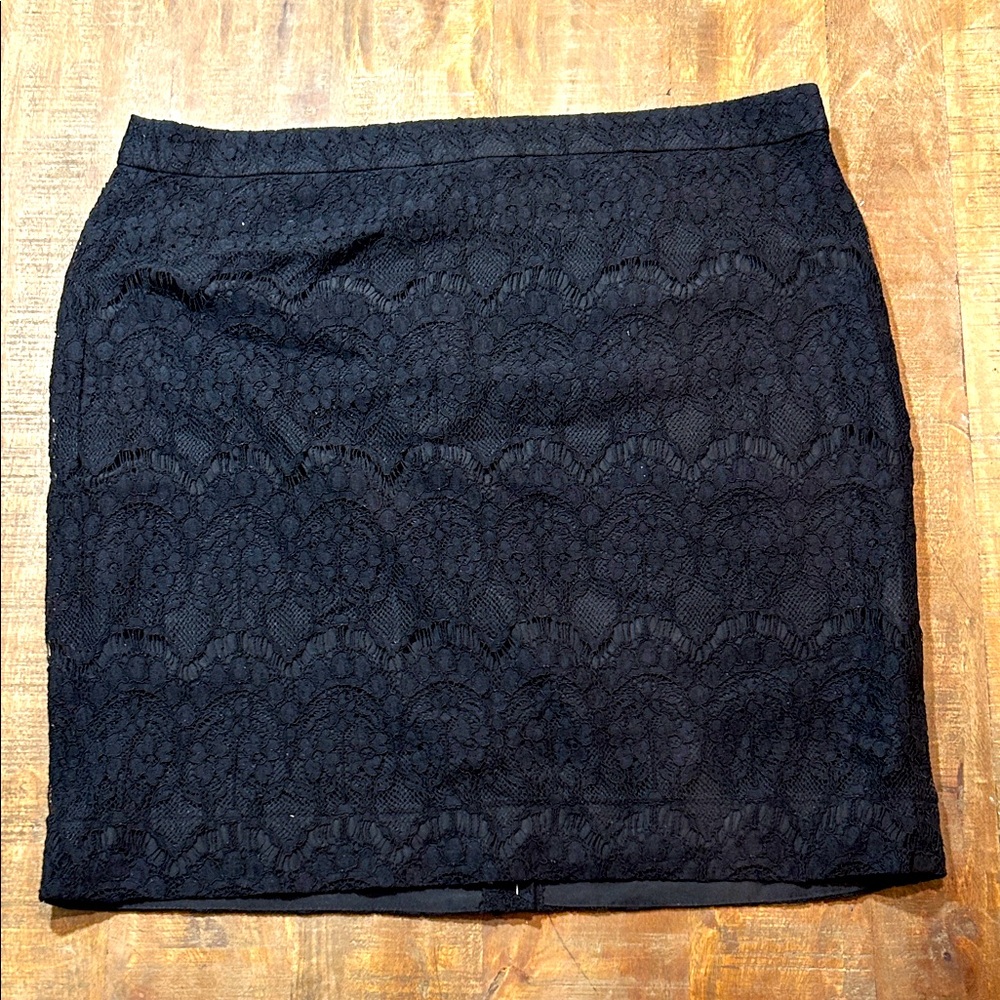 J. Crew Factory Black Lace Pencil Skirt
